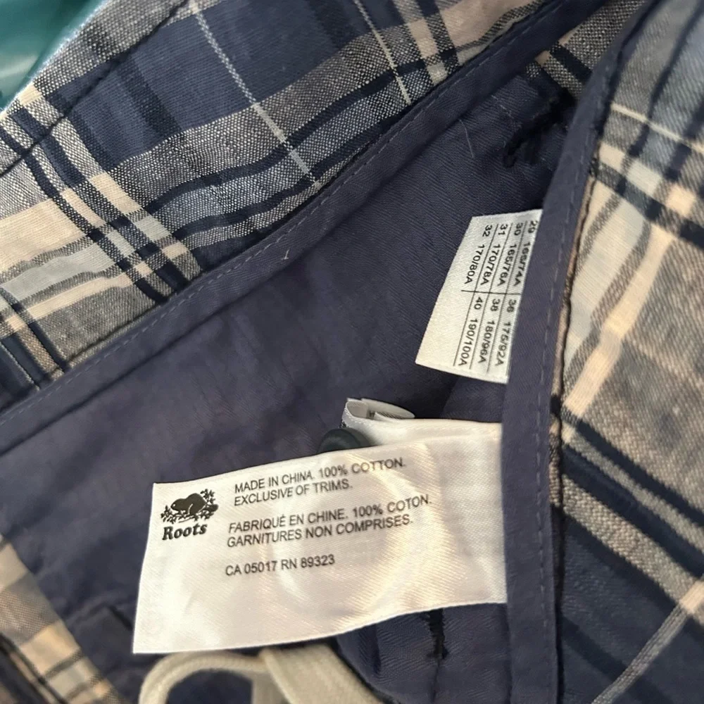ROOTS-size 30 plaid shirts nwot 100% cotton
